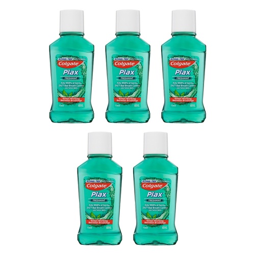 Colgate Plax Antibacterial Travel Mouthwash Freshmint 60mL Pack of 5
