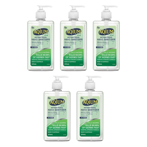 Ego Aqium with Aloe Antibacterial Hand Sanitiser 375mL Pack of 5