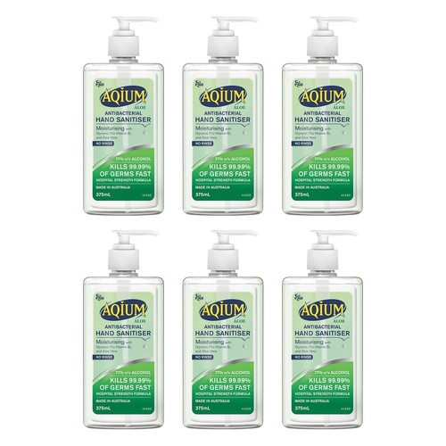 Ego Aqium with Aloe Antibacterial Hand Sanitiser 375mL Pack of 6