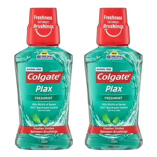 Colgate Plax Freshmint Alcohol Free Mouthwash 250mL Pack of 2