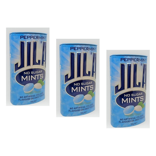 JILA Sugar Free Mints Peppermint 34g x 12 Bundle of 3