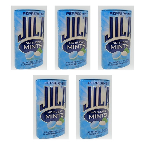 JILA Sugar Free Mints Peppermint 34g x 12 Bundle of 5