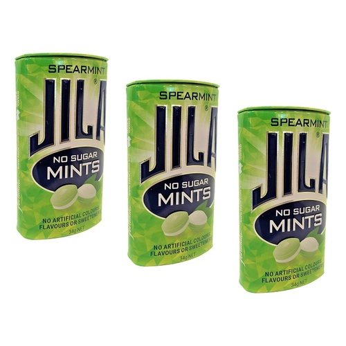 JILA Sugar Free Mints Spearmint 34g x 12 Bundle of 3
