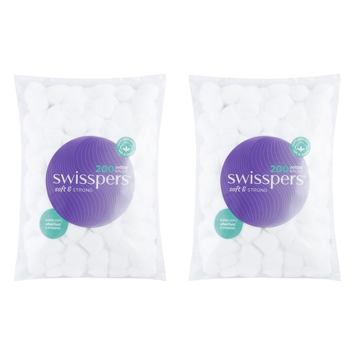 Swisspers Cotton Balls 200 Pack x 6 Bundle of 2