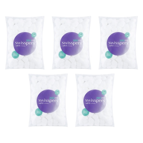 Swisspers Cotton Balls 200 Pack x 6 Bundle of 5