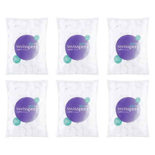 Swisspers Cotton Balls 200 Pack x 6 Bundle of 6