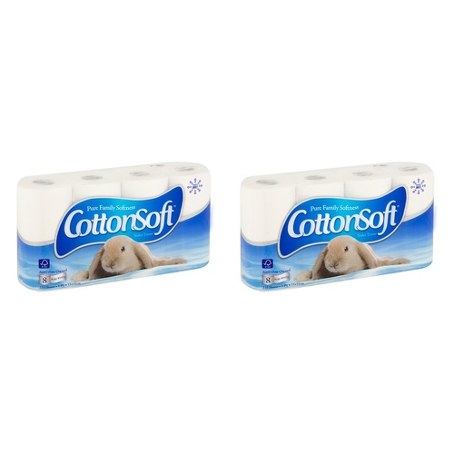 Cotton Soft White 2 Ply 8 Pack x 6 Bundle of 2