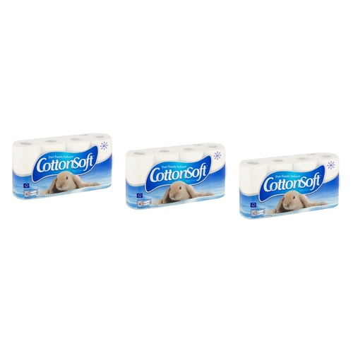 Cotton Soft White 2 Ply 8 Pack x 6 Bundle of 3