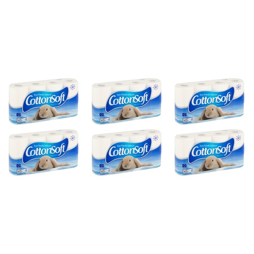 Cotton Soft White 2 Ply 8 Pack x 6 Bundle of 6