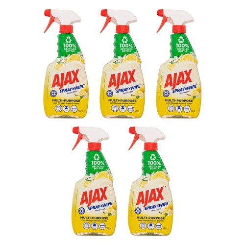 Ajax Spray n' Wipe Disinfectant Lemon 500mL x 10 Bundle of 5