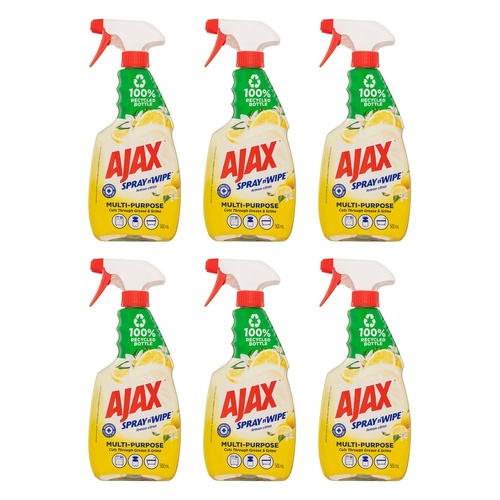 Ajax Spray n' Wipe Disinfectant Lemon 500mL x 10 Bundle of 6