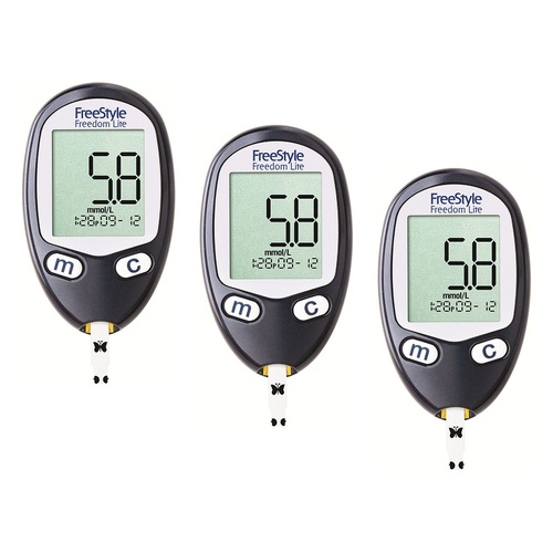 Abbott Freestyle Freedom Lite Blood Glucose Monitor Pack of 3
