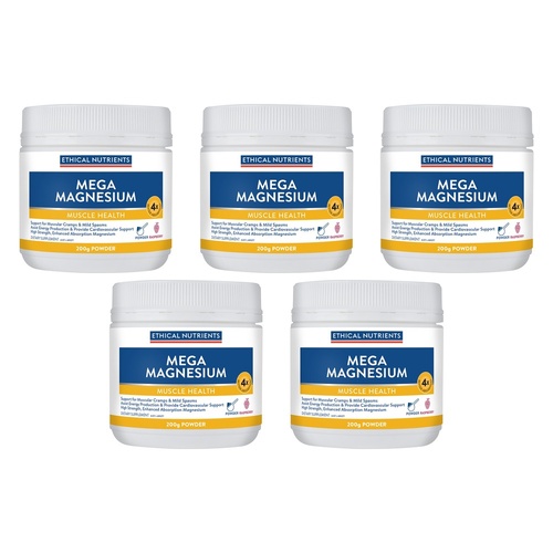Ethical Nutrients Mega Magnesium Muscle Health Raspberry 200g Pack of 5