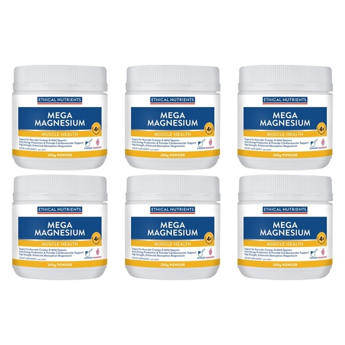 Ethical Nutrients Mega Magnesium Muscle Health Raspberry 200g Pack of 6