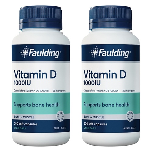 Faulding Vitamin D 1,000 IU 200 Capsules Pack of 2