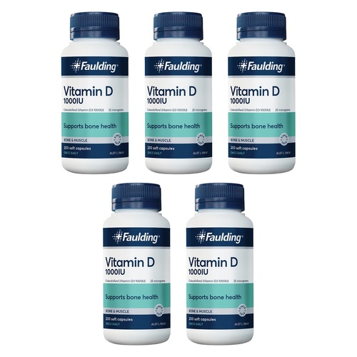 Faulding Vitamin D 1,000 IU 200 Capsules Pack of 5