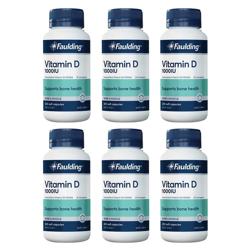 Faulding Vitamin D 1,000 IU 200 Capsules Pack of 6