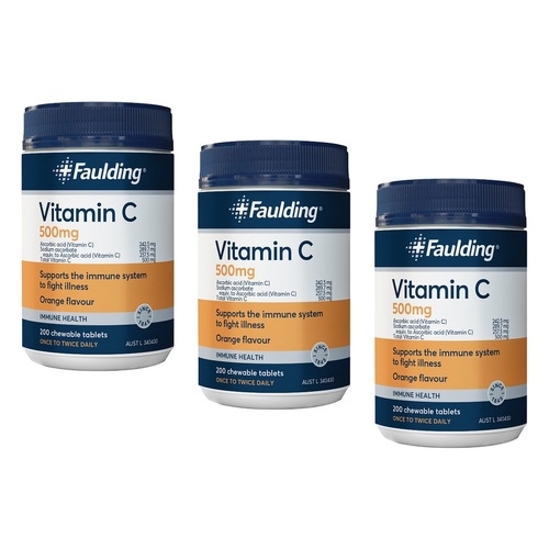 Faulding Vitamin C 500mg 200 Tablets Pack of 3