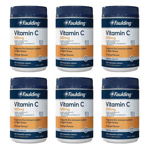 Faulding Vitamin C 500mg 200 Tablets Pack of 6