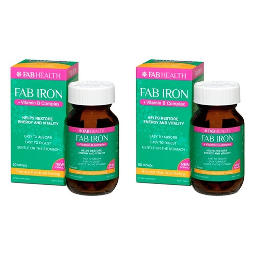 FAB Iron + Vitamin B Complex 60 Tablets Pack of 2
