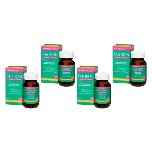 FAB Iron + Vitamin B Complex 60 Tablets Pack of 4