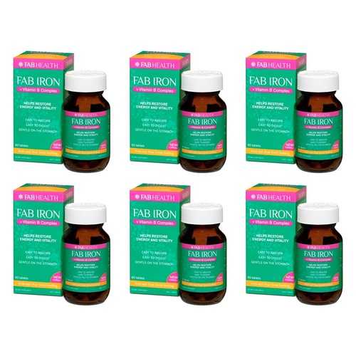 FAB Iron + Vitamin B Complex 60 Tablets Pack of 6