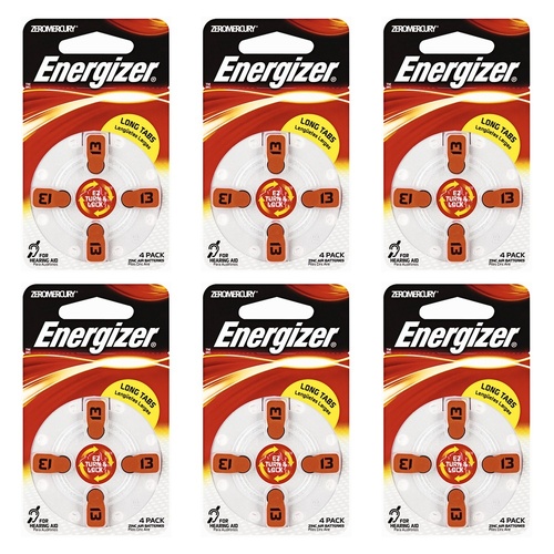 Energizer Hearing Aid Batteries AZ10 Turn & Lock 4 Pack Bundle of 6