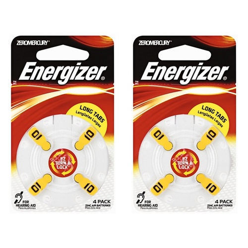 Energizer Hearing Aid Batteries AZ13 Turn & Lock 4 Pack Bundle of 2