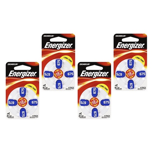 Energizer Hearing Aid Batteries AZ675 Turn & Lock 4 Pack Bundle of 4