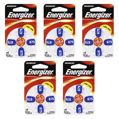 Energizer Hearing Aid Batteries AZ675 Turn & Lock 4 Pack Bundle of 5