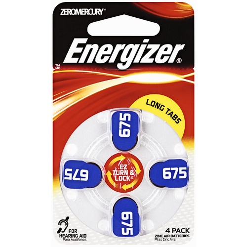 Energizer Hearing Aid Batteries AZ675 Turn & Lock 4 Pack