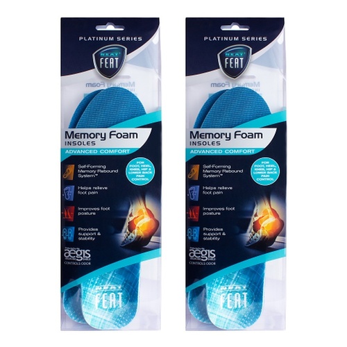 Neat Feat Memory Foam Insoles Men Pack of 2