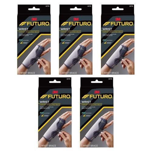 Futuro Wrist Comfort Stabilising Brace Adjustable Black & Grey Pack of 5