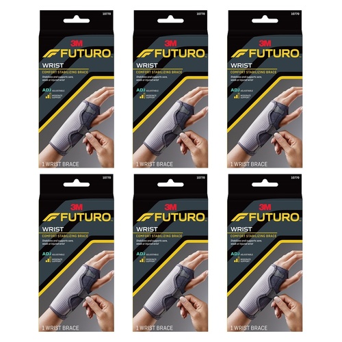 Futuro Wrist Comfort Stabilising Brace Adjustable Black & Grey Pack of 6