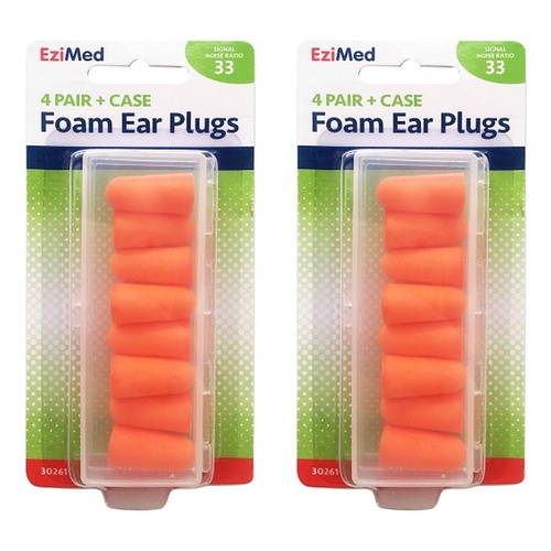 Amcla EziMed Sound Tamer Foam Ear Plugs 4 Pairs Pack of 2