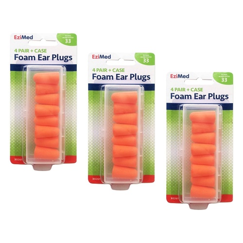 Amcla EziMed Sound Tamer Foam Ear Plugs 4 Pairs Pack of 3