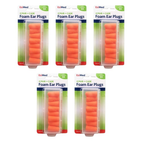 Amcla EziMed Sound Tamer Foam Ear Plugs 4 Pairs Pack of 5