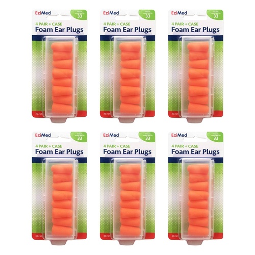 Amcla EziMed Sound Tamer Foam Ear Plugs 4 Pairs Pack of 6