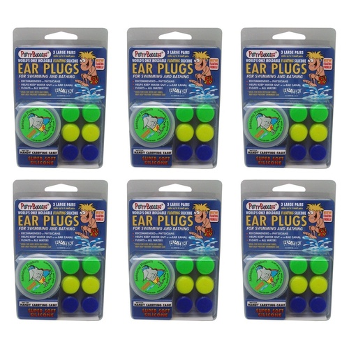 Putty Buddies Mouldable Ear Plugs 3 Pairs Pack of 6