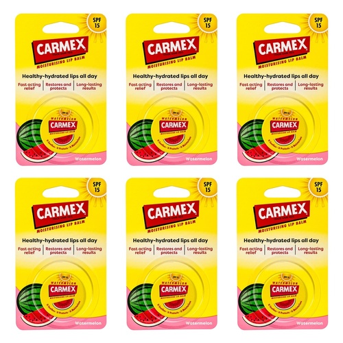 Carmex Watermelon Moisturising Lip Balm SPF15 7.5g x 12 Bundle of 6