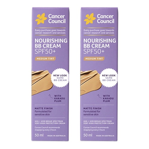 Cancer Council Face Day Wear BB Cream SPF 50+ Medium Tint 50mL Pack of 2