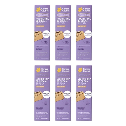Cancer Council Face Day Wear BB Cream SPF 50+ Medium Tint 50mL Pack of 6