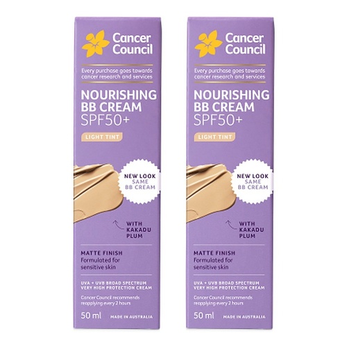 Cancer Council Face Day Wear BB Cream SPF 50+ Light Tint 50mL Pack of 2