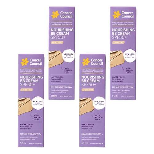 Cancer Council Face Day Wear BB Cream SPF 50+ Light Tint 50mL Pack of 4