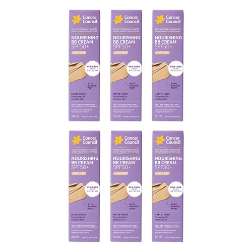 Cancer Council Face Day Wear BB Cream SPF 50+ Light Tint 50mL Pack of 6
