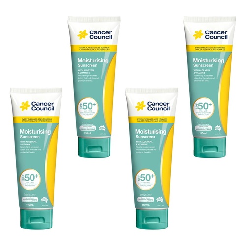 Cancer Council Moisturising Sunscreen SPF 50+ 110mL Pack of 4