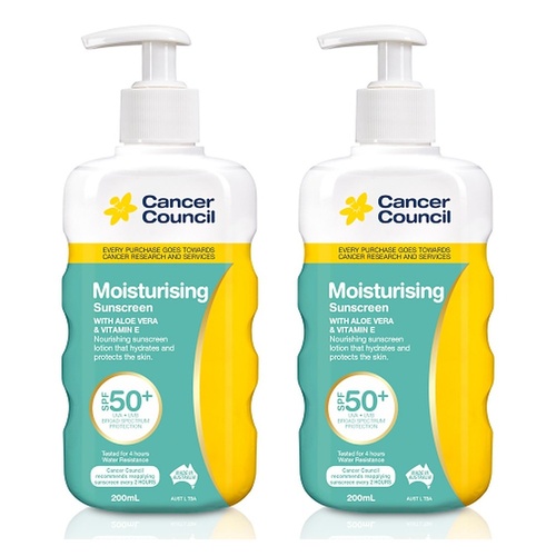 Cancer Council Moisturising Sunscreen Pump SPF 50+ 200mL Pack of 2