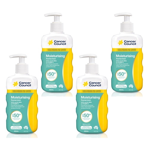 Cancer Council Moisturising Sunscreen Pump SPF 50+ 200mL Pack of 4