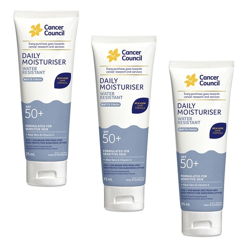 Cancer Council Face Day Wear Matte Moisturiser SPF 50+ 75mL Pack of 3