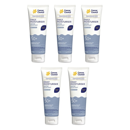 Cancer Council Face Day Wear Matte Moisturiser SPF 50+ 75mL Pack of 5